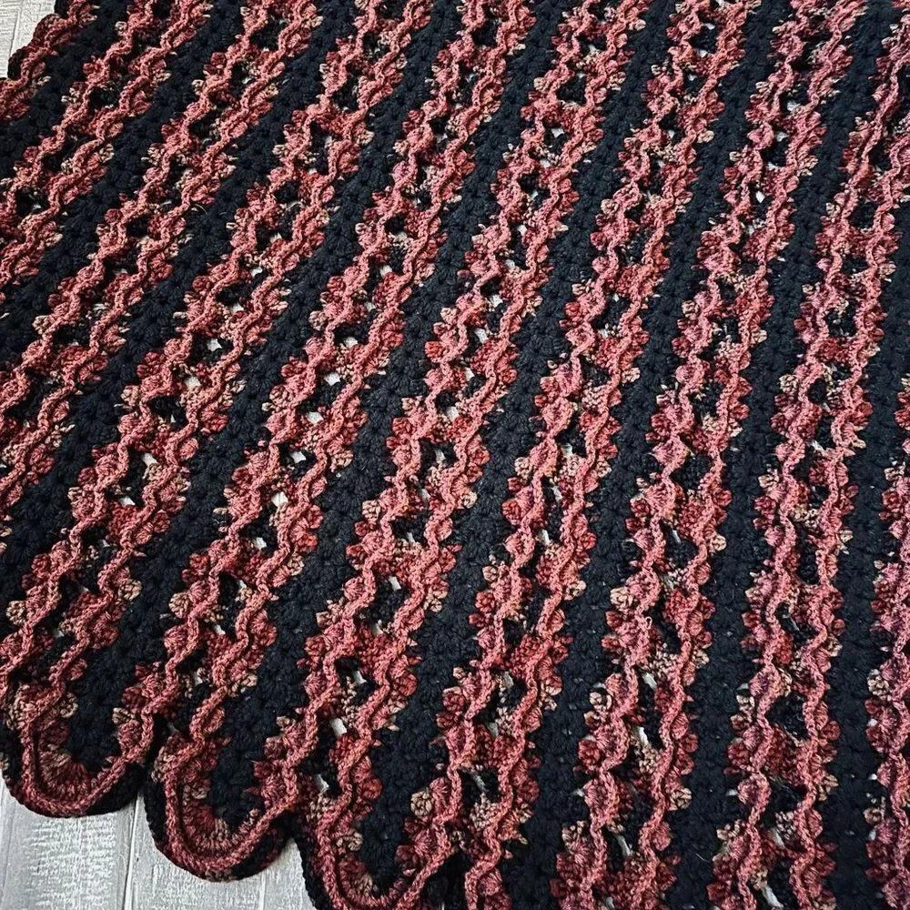 Vintage Crochet Throw Blanket Halloween Goth